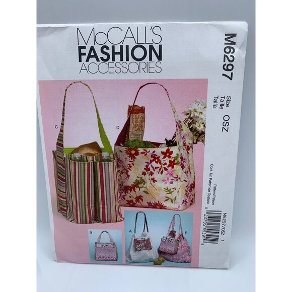 McCall's Fashion Accessories Totes Sewing Pattern M6297 - uncut - Picture 1 of 2